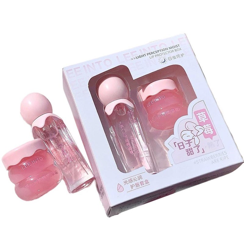LEEINTO Glowing Lip Treatment Set: Moisturizing and Hydrating Jelly Lip Mask, Day & Night Lip Gloss, Lip Balm